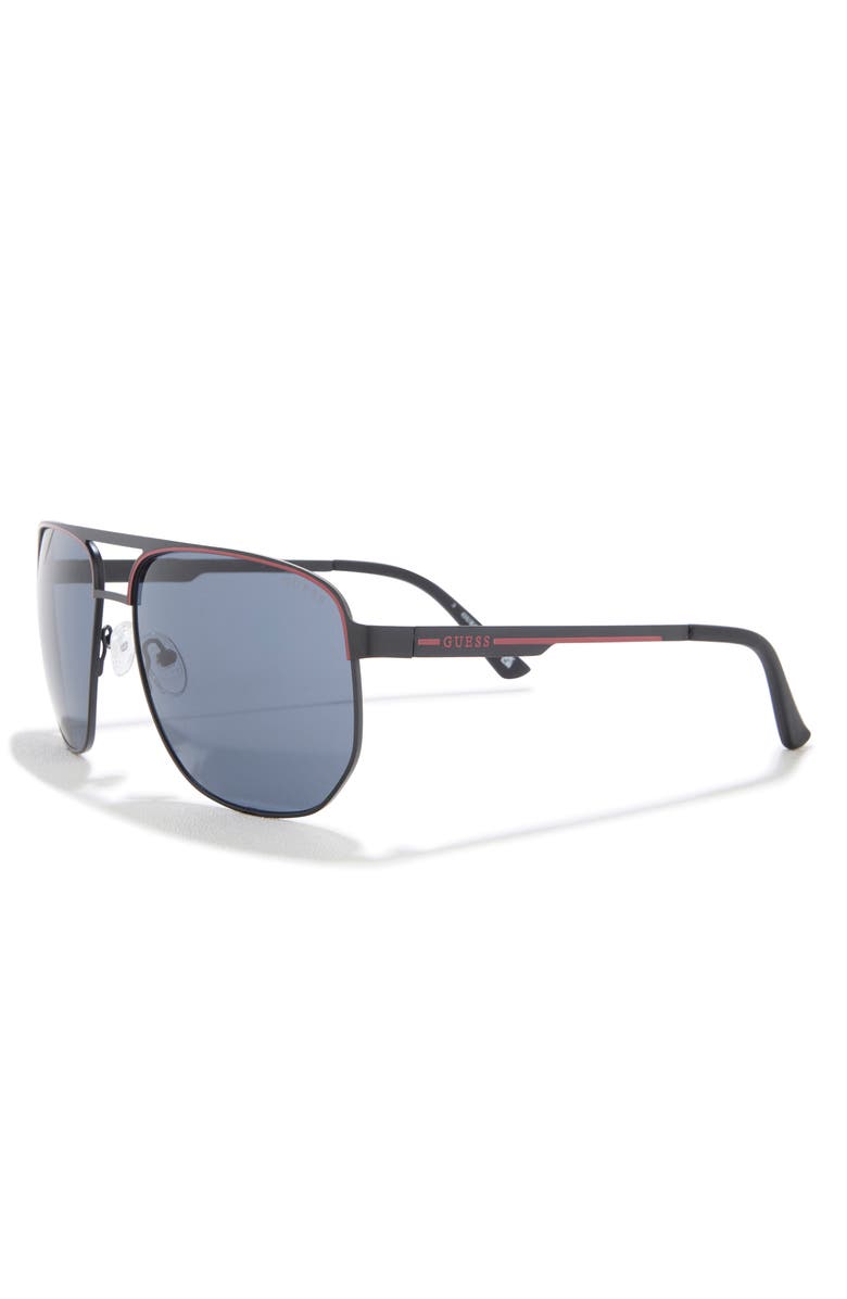 GUESS 61mm Navigator Sunglasses, Alternate, color, Matte Black / Smoke