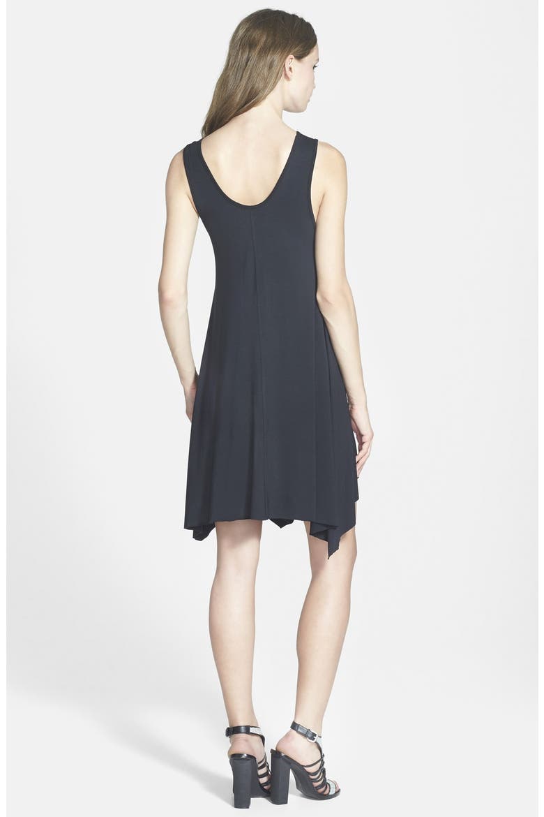 Raw Edge Shark Bite Hem Tank Dress, Alternate, color, BLACK