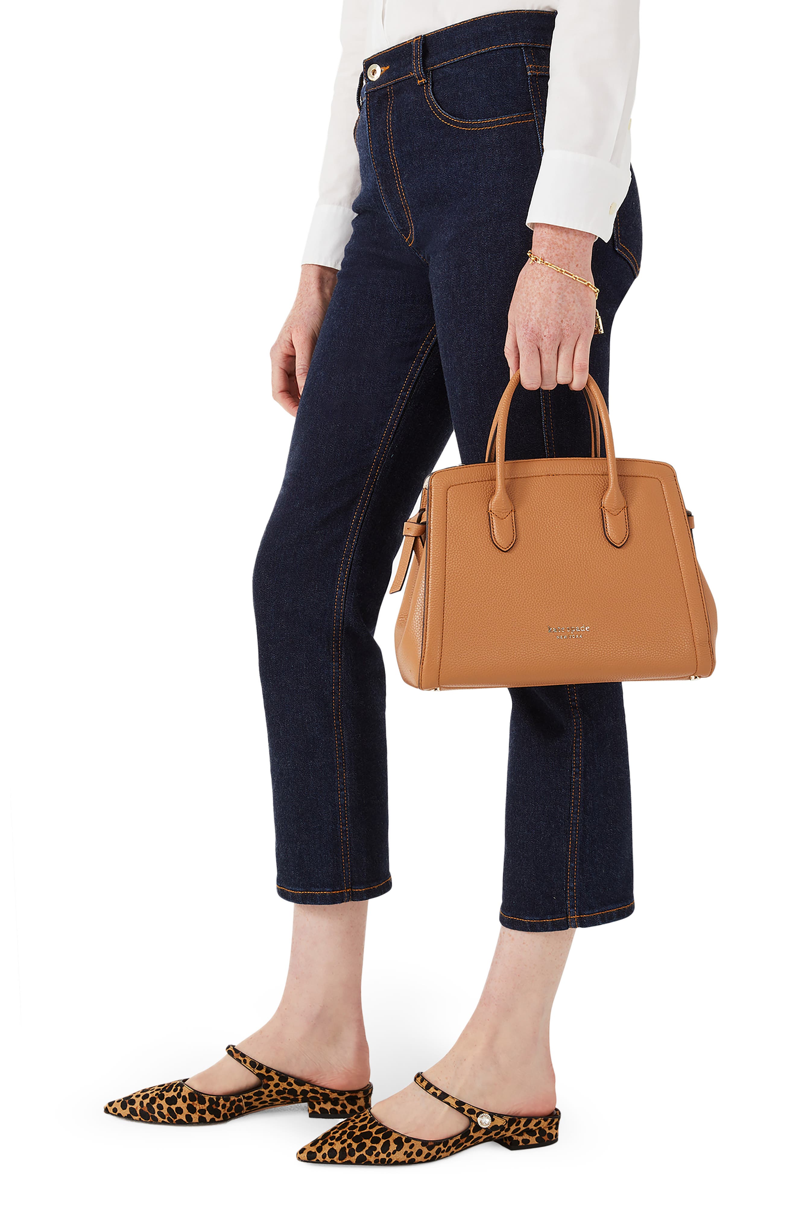 knott medium leather satchel, Alternate, color, BUNGALOW