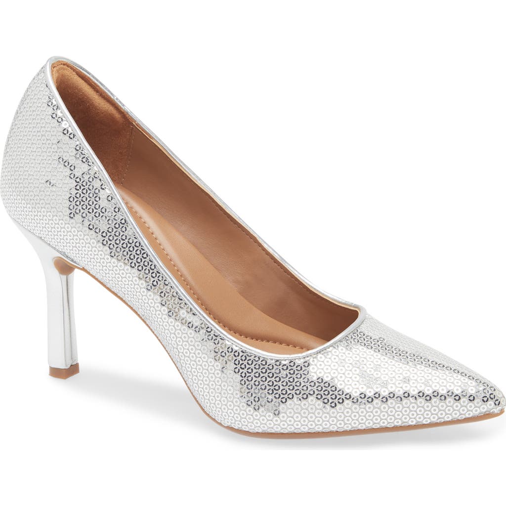 Nordstrom Rack Paige Faux Leather Pump In Silver Sequin
