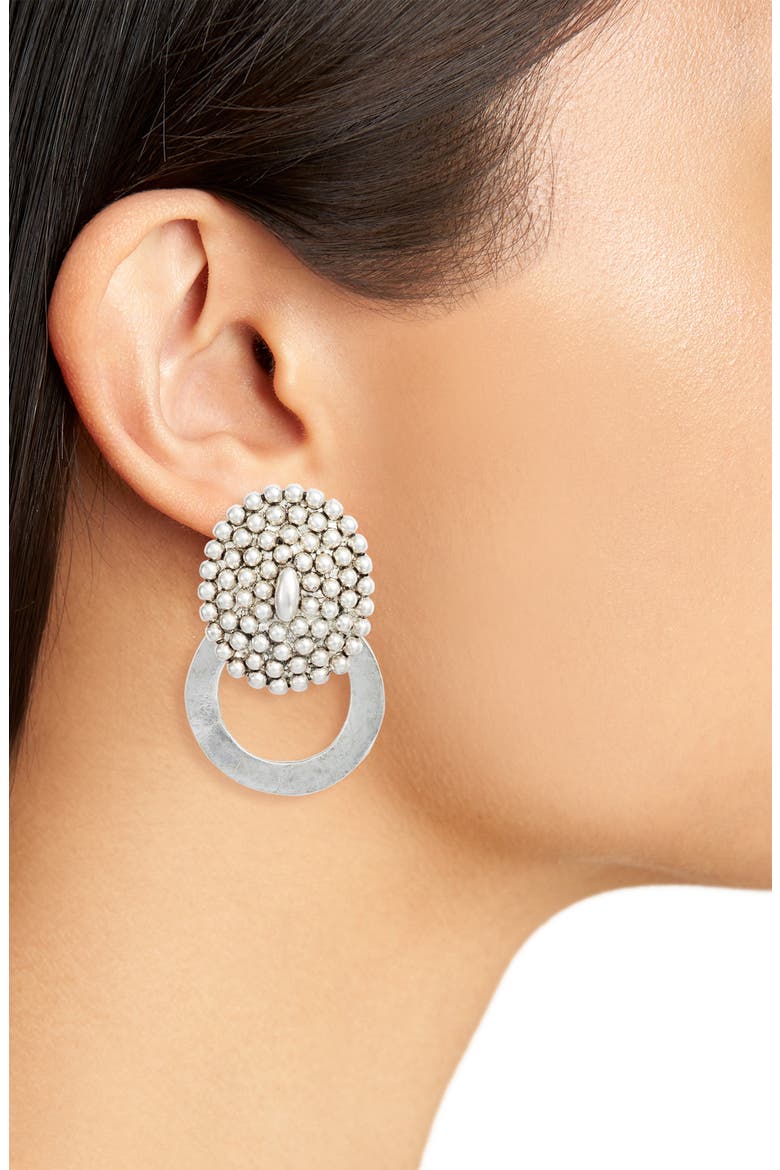 Statement Clip Drop Earrings, Alternate, color, SILVER