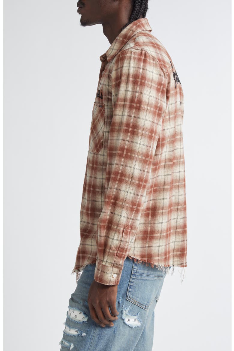 Shotgun Distressed Plaid Flannel Button-Up Shirt, Alternate, color, CHOCOLATE