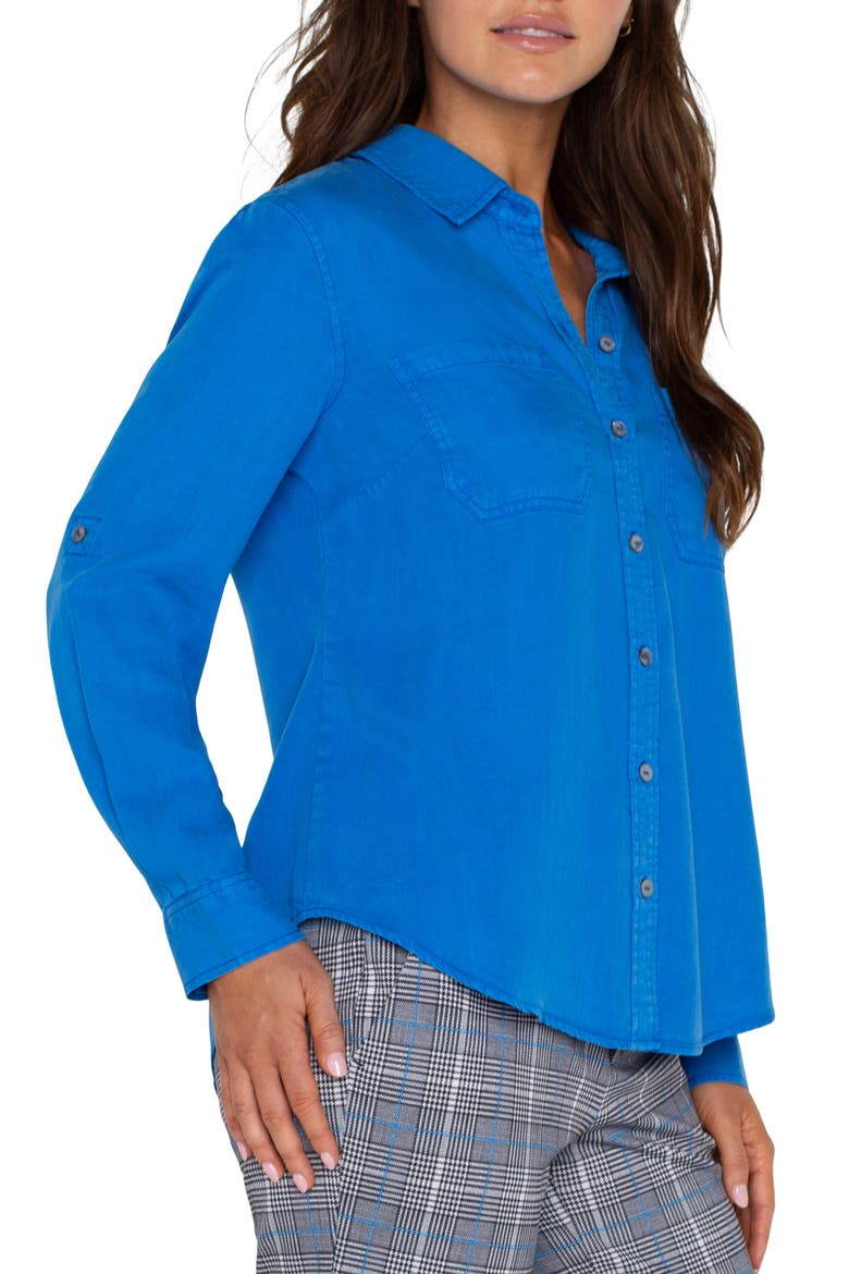 Roll Sleeve Button-Up Shirt, Alternate, color, BLUE TOPAZ