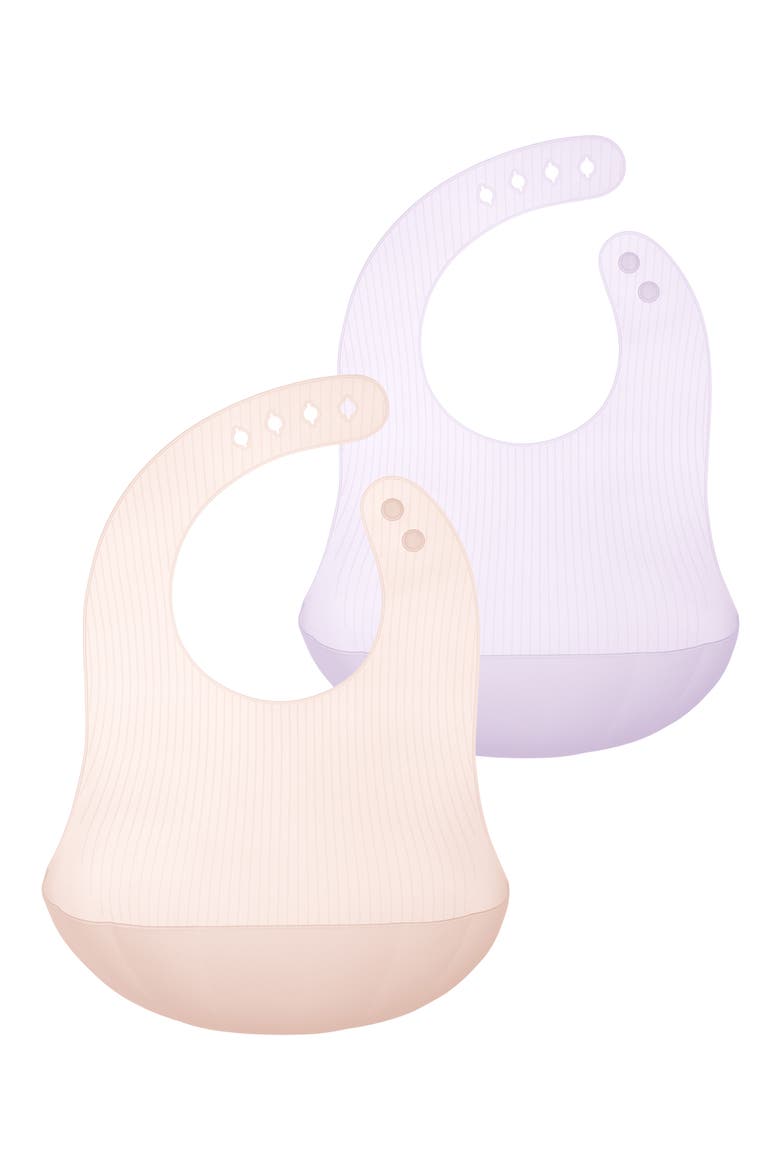 2-Pack Silicone Bibs, Main, color, CORAL/ LILAC