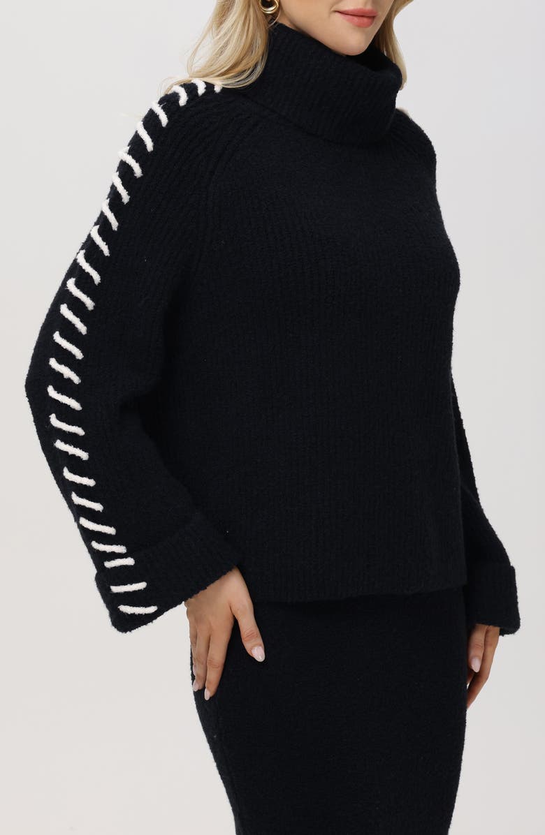 525 Vida Whipstitch Bell Sleeve Bouclé Sweater, Alternate, color, 