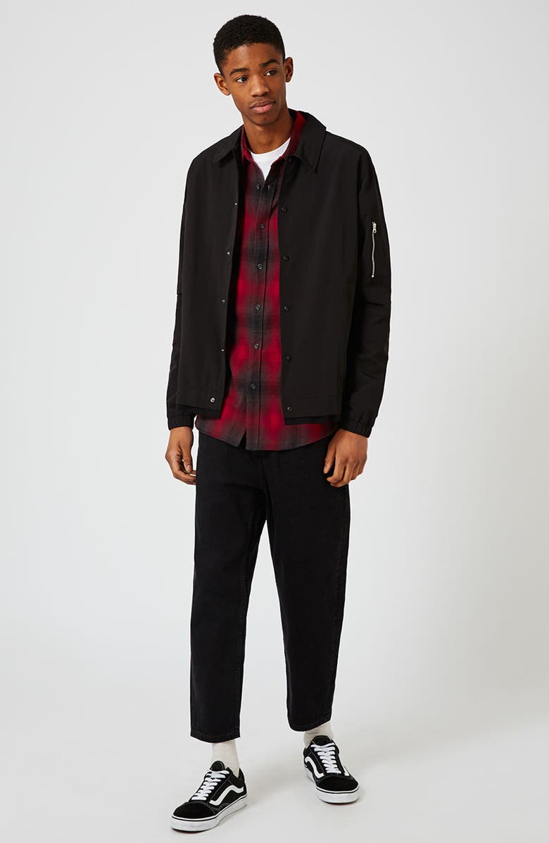 Topman Plaid Flannel Shirt, Alternate, color,