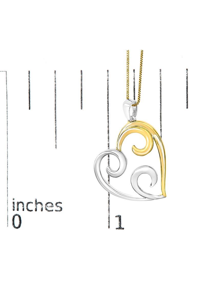 10K Yellow Gold Over Silver Open Heart with Swirls Box Chain Pendant Necklace, Alternate, color, Yellow