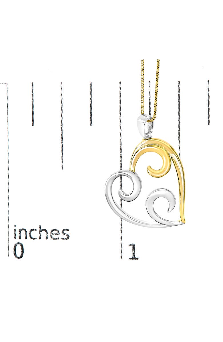 Haus of Brilliance 10K Yellow Gold Over Silver Open Heart with Swirls Box Chain Pendant Necklace, Alternate, color, Yellow
