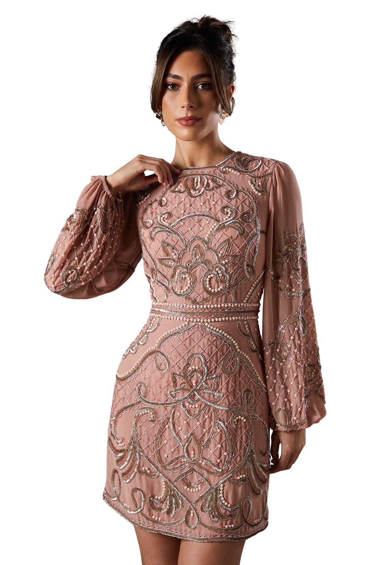 Muse Chiffon Embellished Mini Dress - image 3