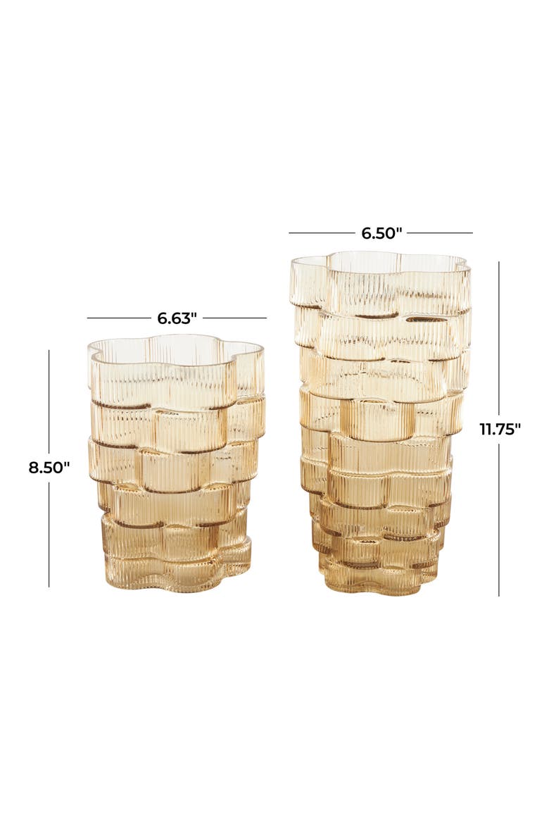 Set Of 2 Glass Vases, Alternate, color, BROWN
