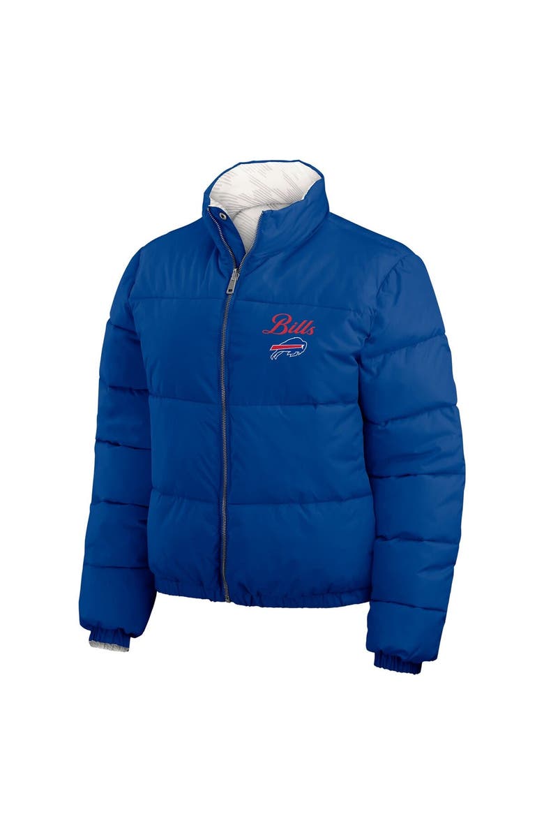 WEAR by Erin Andrews Women's WEAR by Erin Andrews  Royal/White Buffalo Bills Reversible Cropped Full-Zip Puffer Jacket, Alternate, color, 