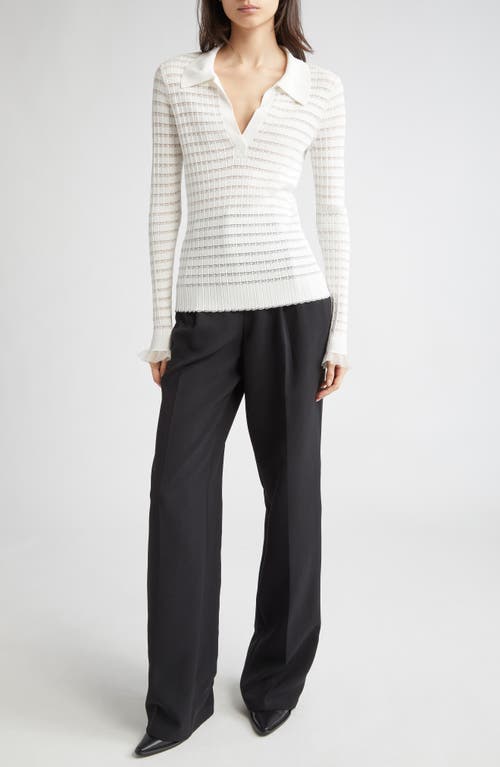 3.1 Phillip Lim Texture Knit Long Sleeve Polo In Neutral