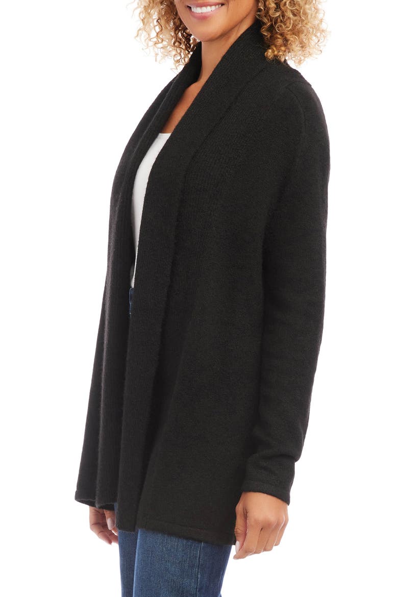 Shawl Collar Open Front Cardigan, Alternate, color, BLACK
