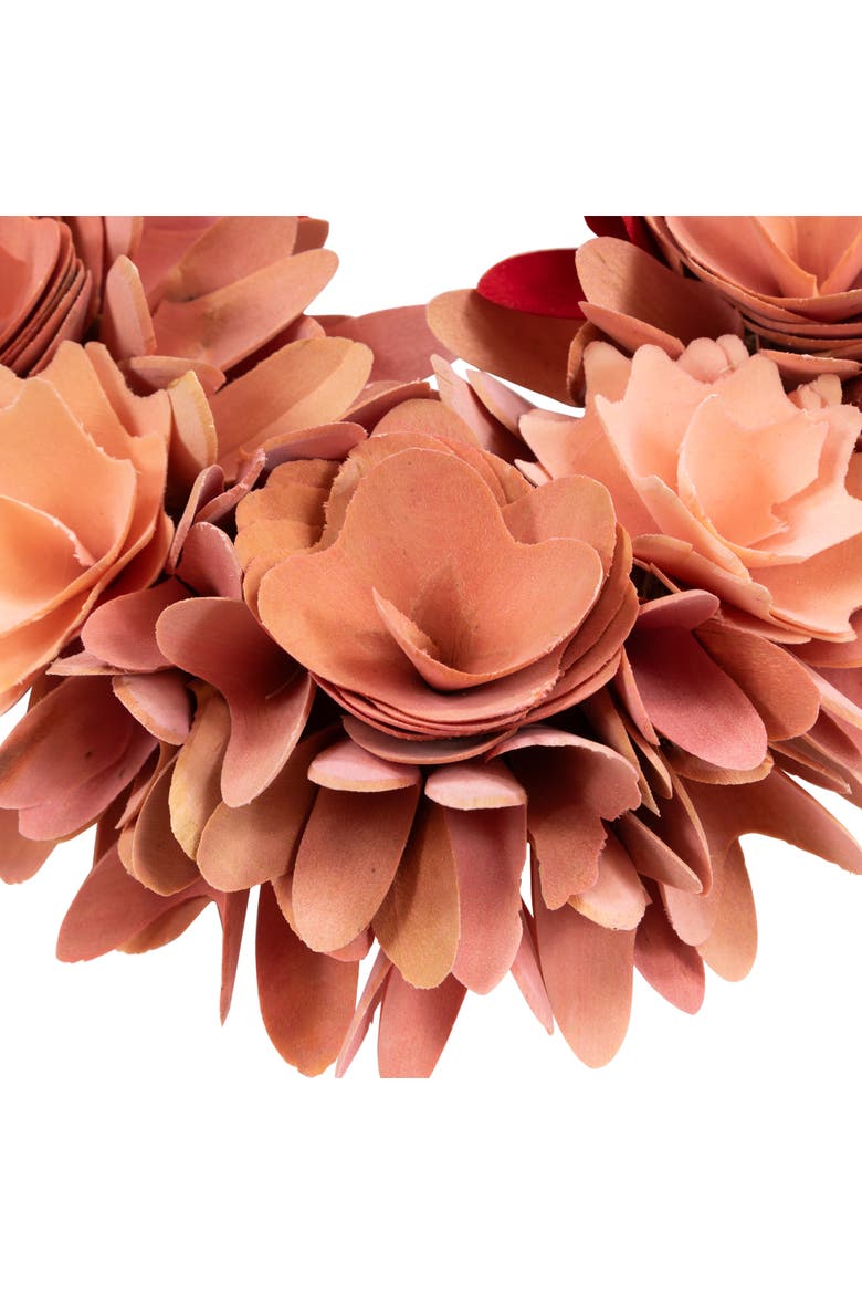 Wooden Rose Artificial Valentine's Day Floral Wreath - 14" - Red and Pink, Alternate, color, Red