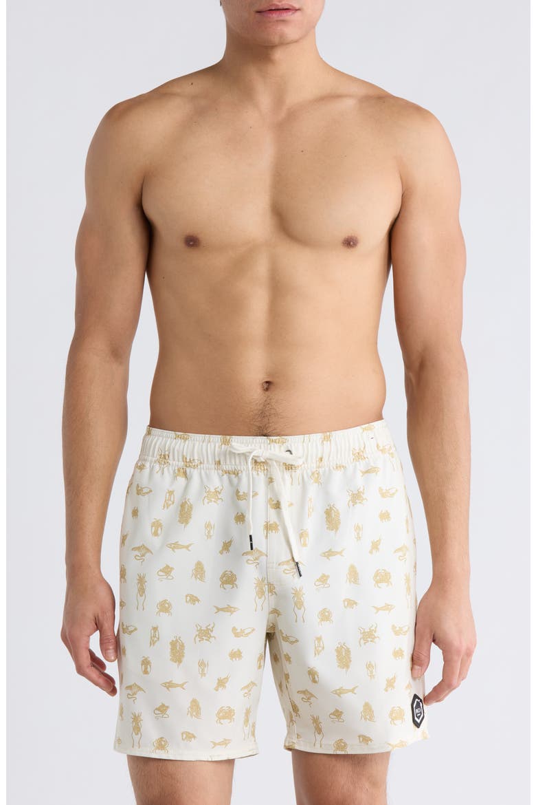 Sea Life Swim Trunks, Main, color, NATURAL