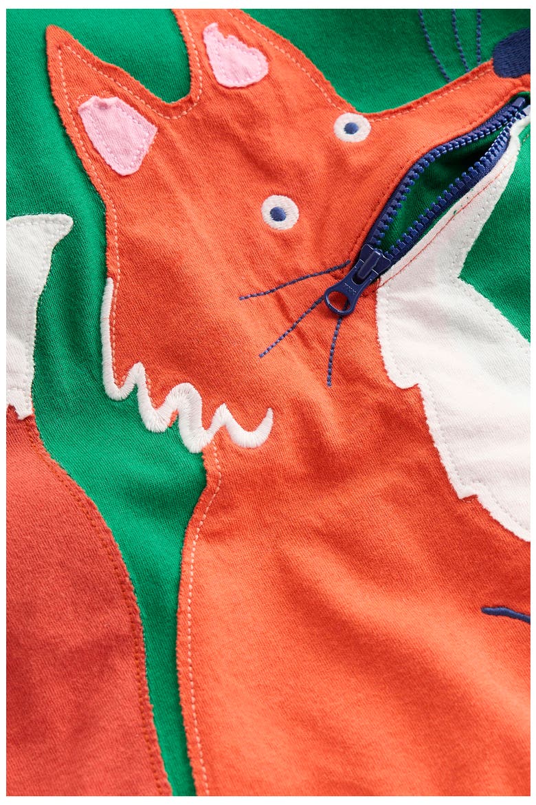 Kids' Fox Appliqué Long Sleeve Cotton Pocket T-Shirt, Alternate, color, SHADY GREEN FOXES