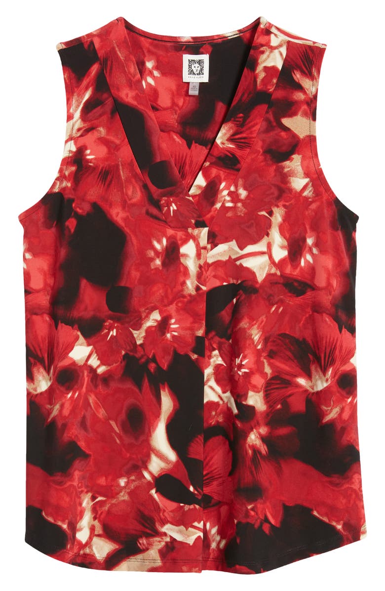 Anne Klein Floral Pleat Neck Shell, Alternate, color, 