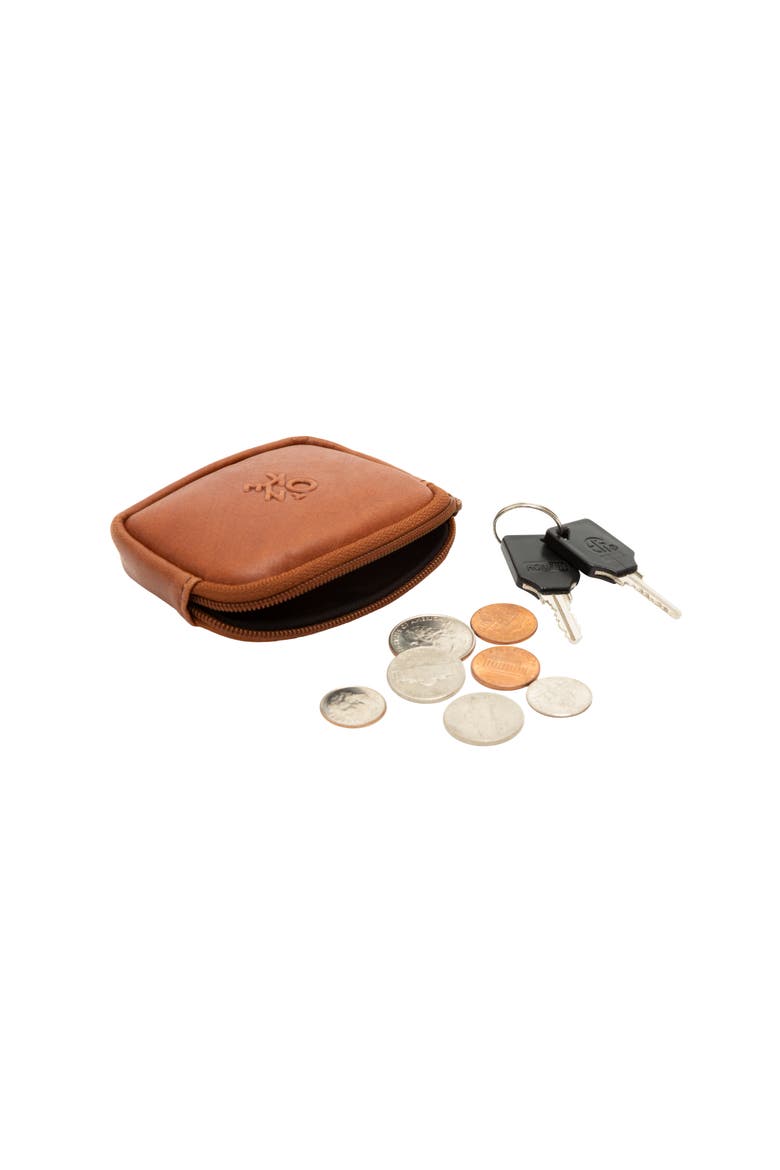 Leather Coin Purse, Extra Small Minimalist Design, Alternate, color, Brown