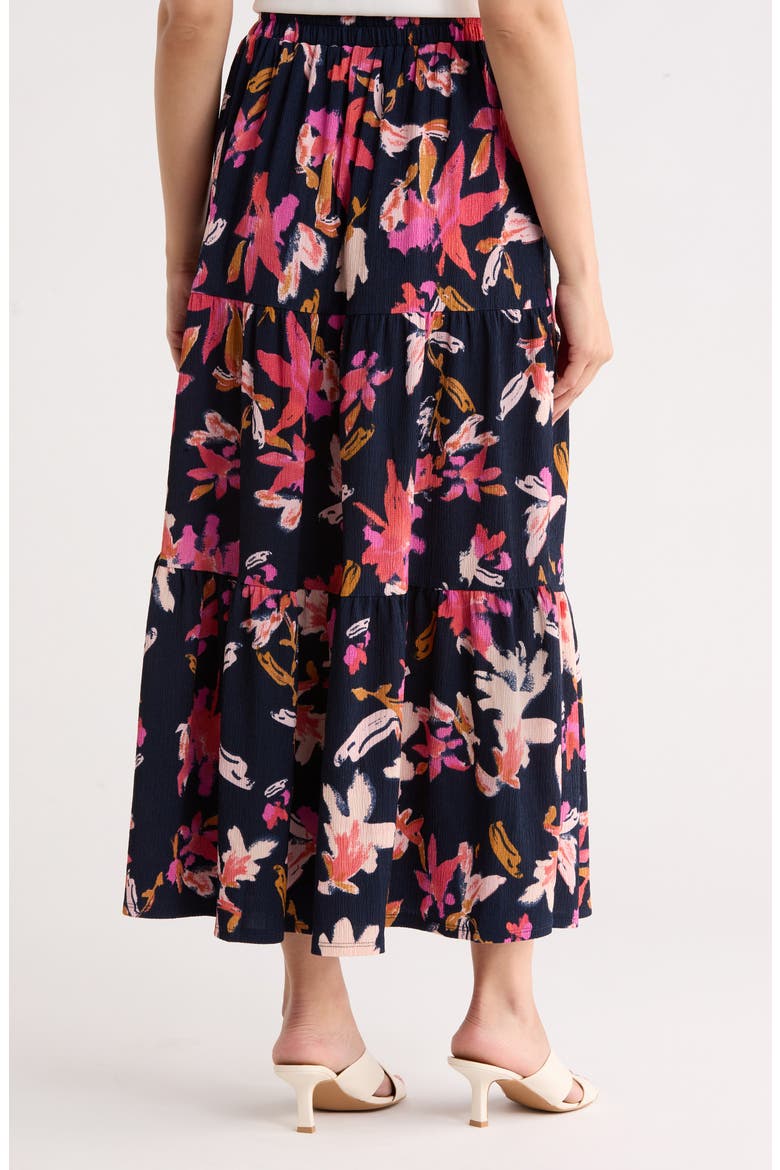 Tiered Drawstring Maxi Skirt, Alternate, color, NAVY PINK - LUCY FLORAL