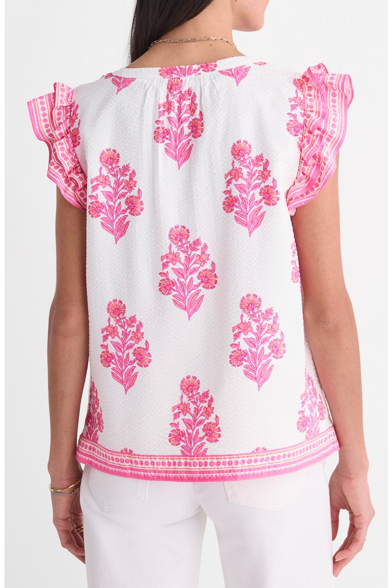 Adare Floral Double Ruffle Sleeve Top, Alternate, color, FLORAL WHITE CAP