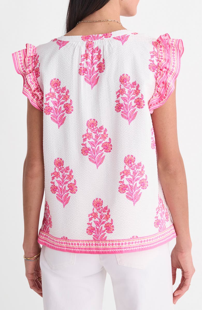 vineyard vines Adare Floral Double Ruffle Sleeve Top, Alternate, color, Floral White Cap