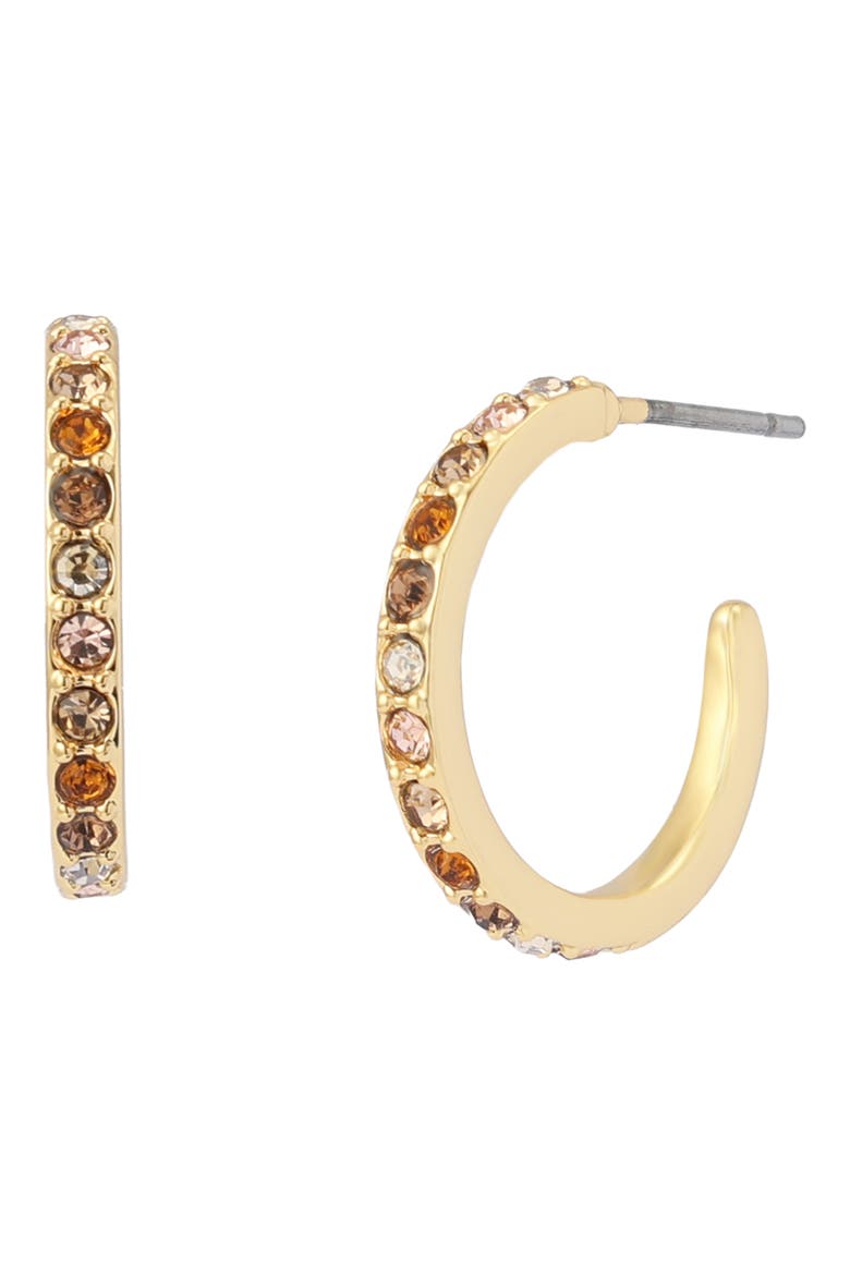 Small Pavé Huggie Hoop Earrings, Main, color, GOLD/ NEUTRAL