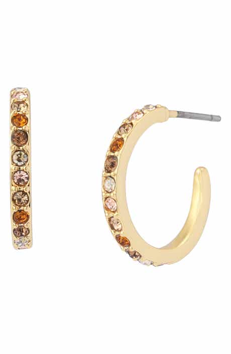 Small Pavé Huggie Hoop Earrings