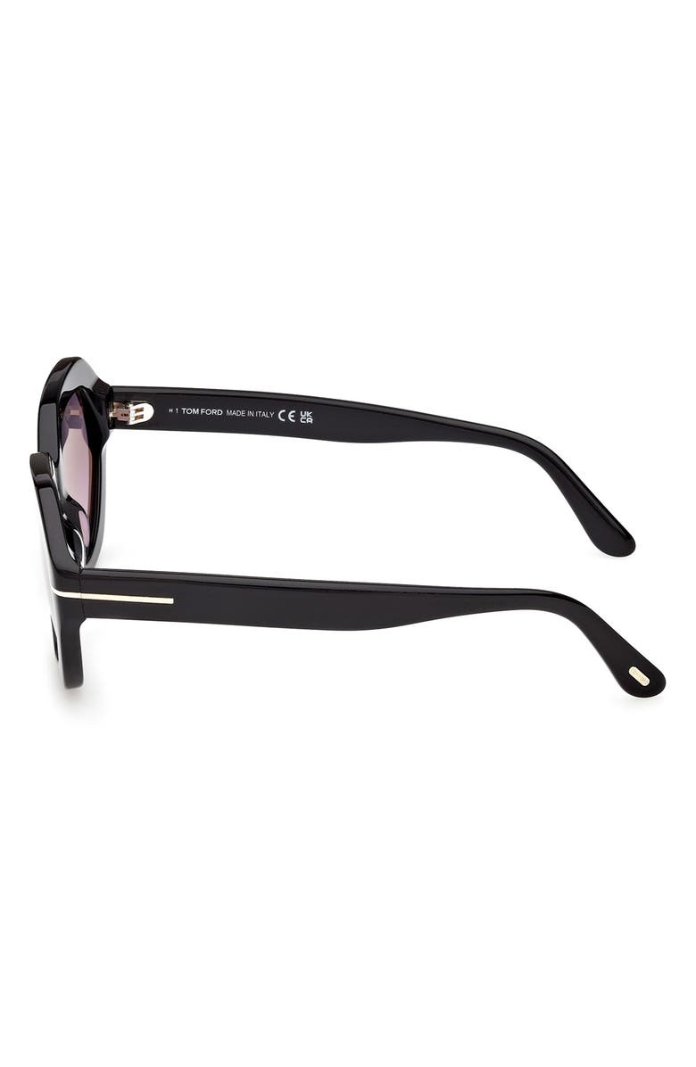 TOM FORD Meryl 53mm Gradient Geometric Sunglasses, Alternate, color, Shiny Black / Smoke Purple