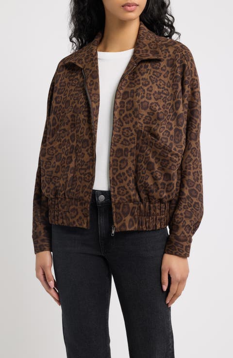 Paulina Leopard Print Bomber Jacket