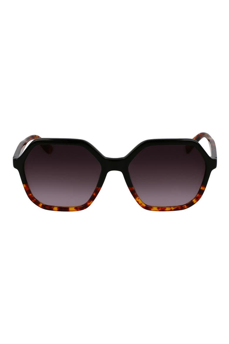 Heritage 56mm Gradient Modified Rectangular Sunglasses, Main, color, BLACK/HAVANA