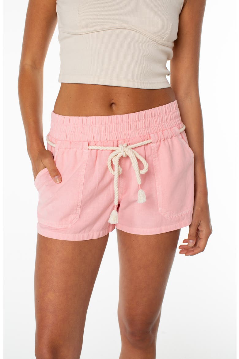Paddle On Drawstring Cotton & Linen Shorts, Alternate, color, MUREX SHELL