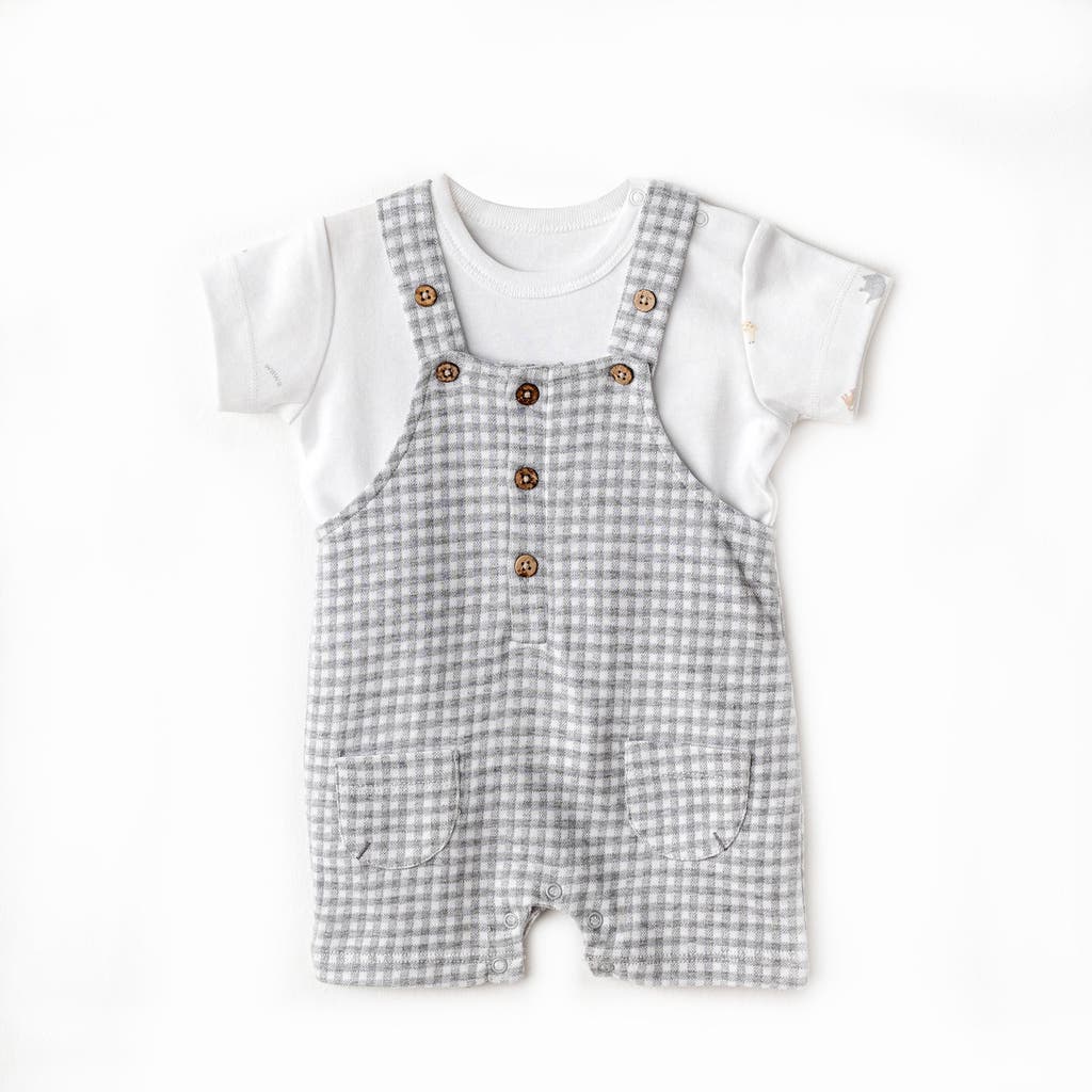 Shop Andy Wawa Little King Gingham Jumpsuit Set In Grey