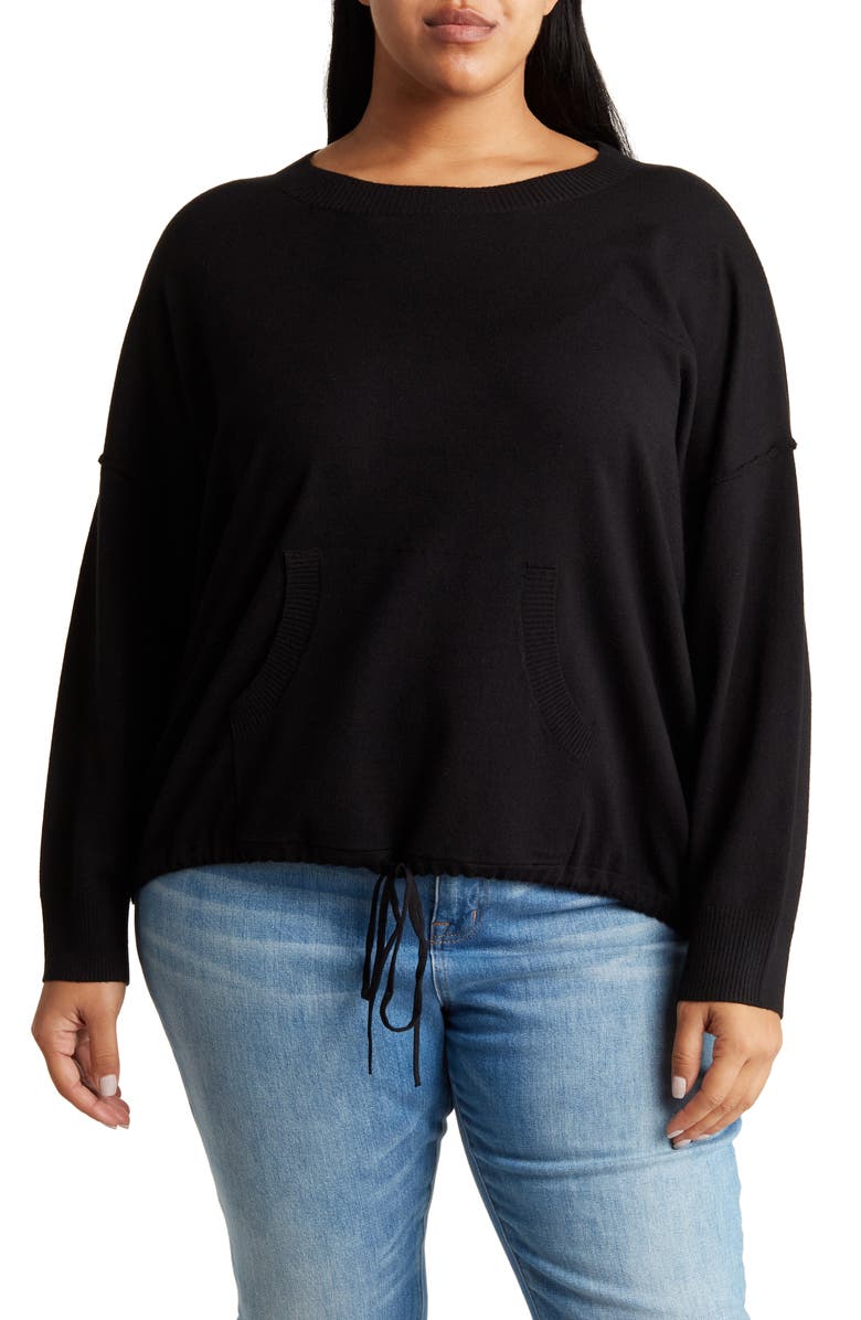 MAX STUDIO Drawstring Sweater, Main, color, Black