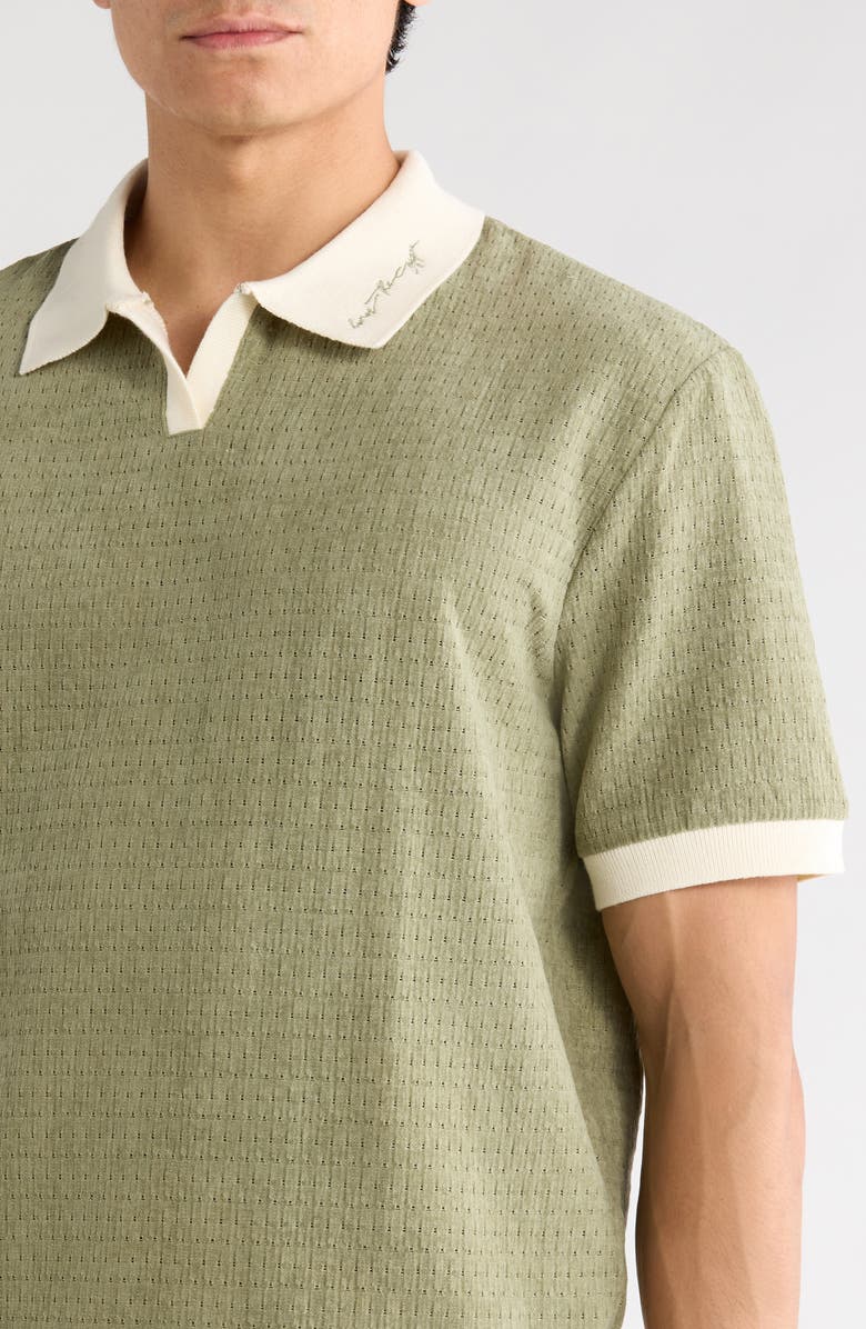 HONOR THE GIFT Pique Johnny Collar Polo, Alternate, color, Sage