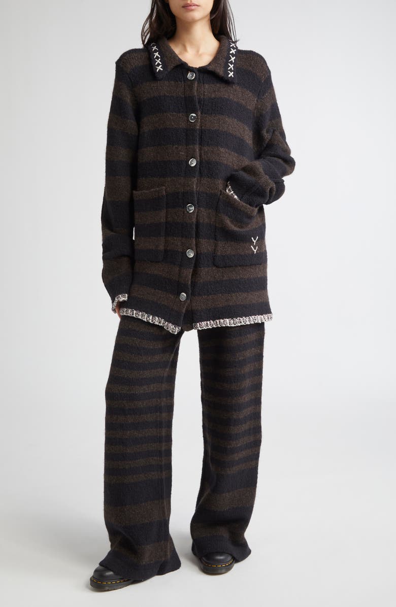 YanYan Softi Oversize Stripe Wool Blend Pants, Alternate, color, Brown