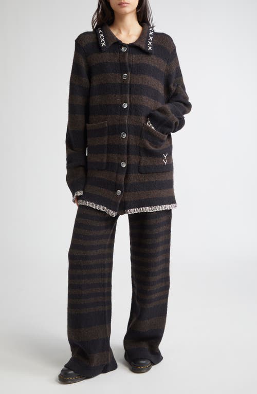 Yanyan Softi Stripe Wool Blend Work Jacket In Black
