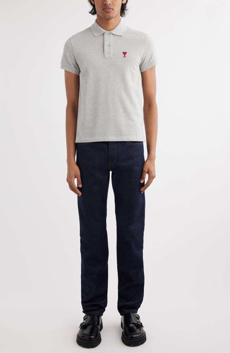 AMI PARIS Ami de Coeur Organic Cotton Piqué Polo, Alternate, color, 