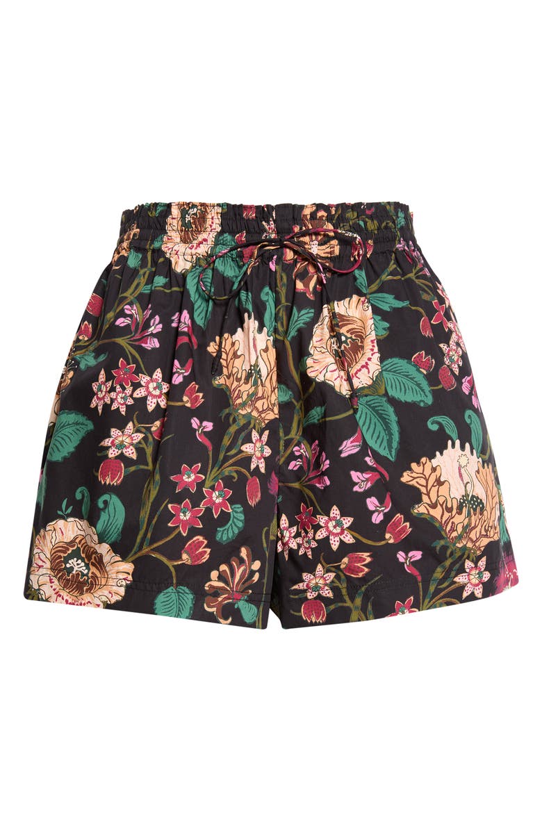 Ulla Johnson Marnie Floral Cotton Drawstring Shorts, Main, color, Dahlia