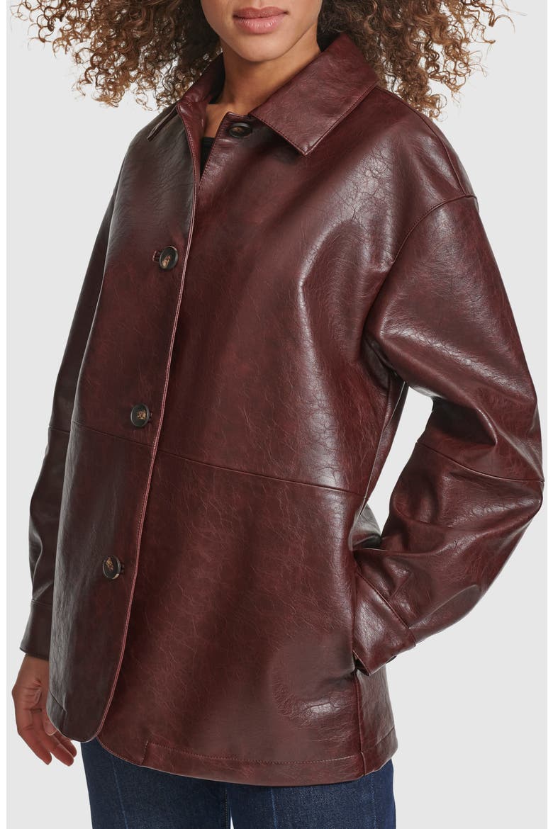 Oversize Faux Leather Relaxed Jacket, Alternate, color, OXBLOOD