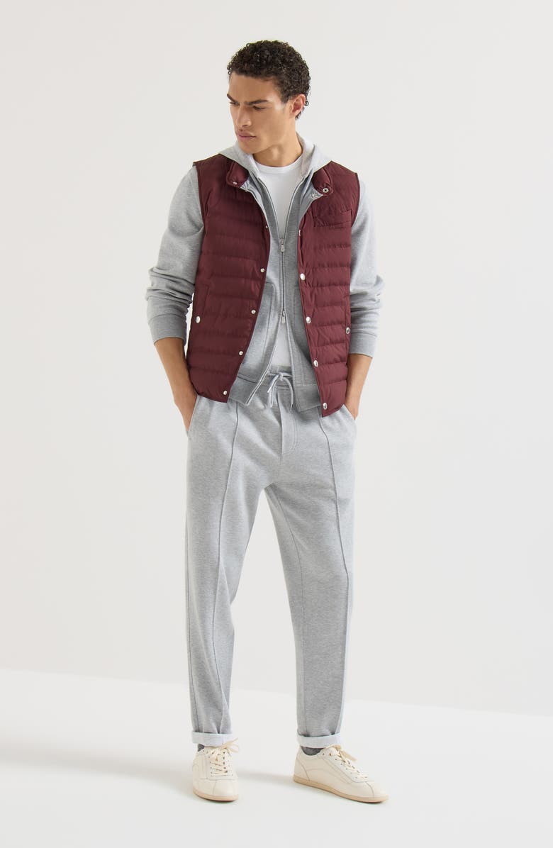 Brunello Cucinelli Lightweight techno fabric down vest, Alternate, color, Burgundy