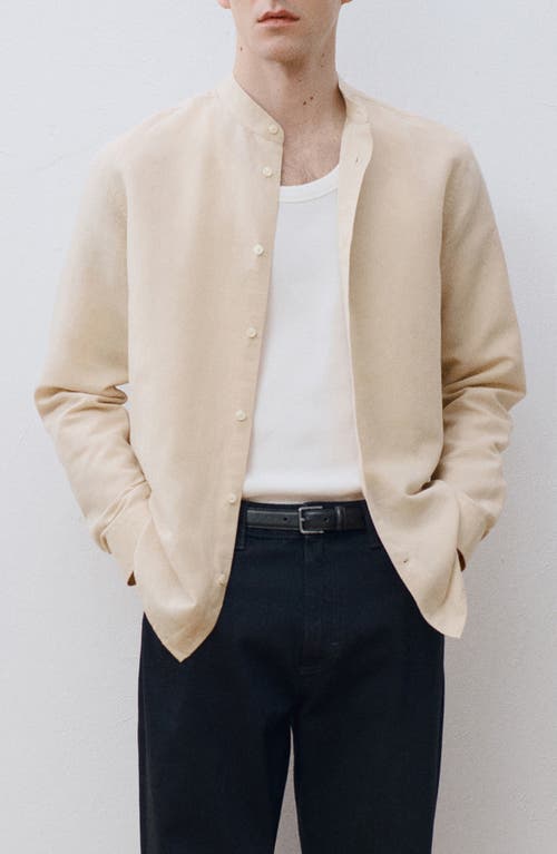Mango Men's Mao Collar Linen Shirt In Nude