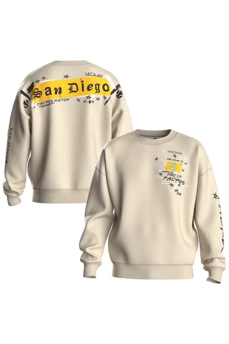 Women's Fanatics  Beige San Diego Padres Graffiti Fleece Sweatshirt, Main, color, Beige