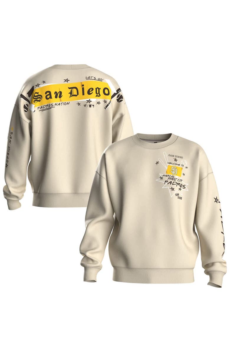 FANATICS Women's Fanatics Beige San Diego Padres Graffiti Fleece Sweatshirt, Main, color, Beige