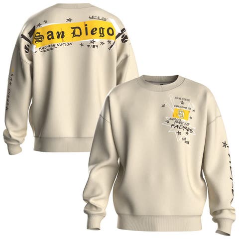 Women's Fanatics  Beige San Diego Padres Graffiti Fleece Sweatshirt