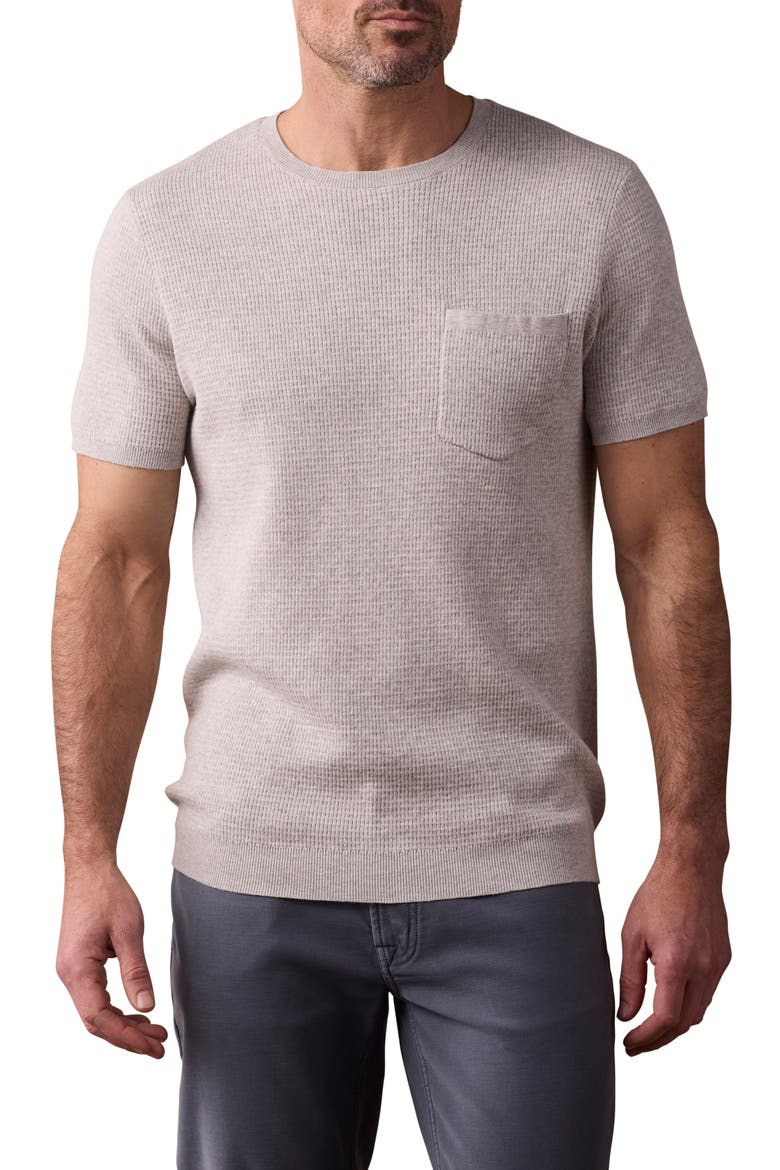 Waffle Stitch Short Sleeve Sweater, Main, color, STONE