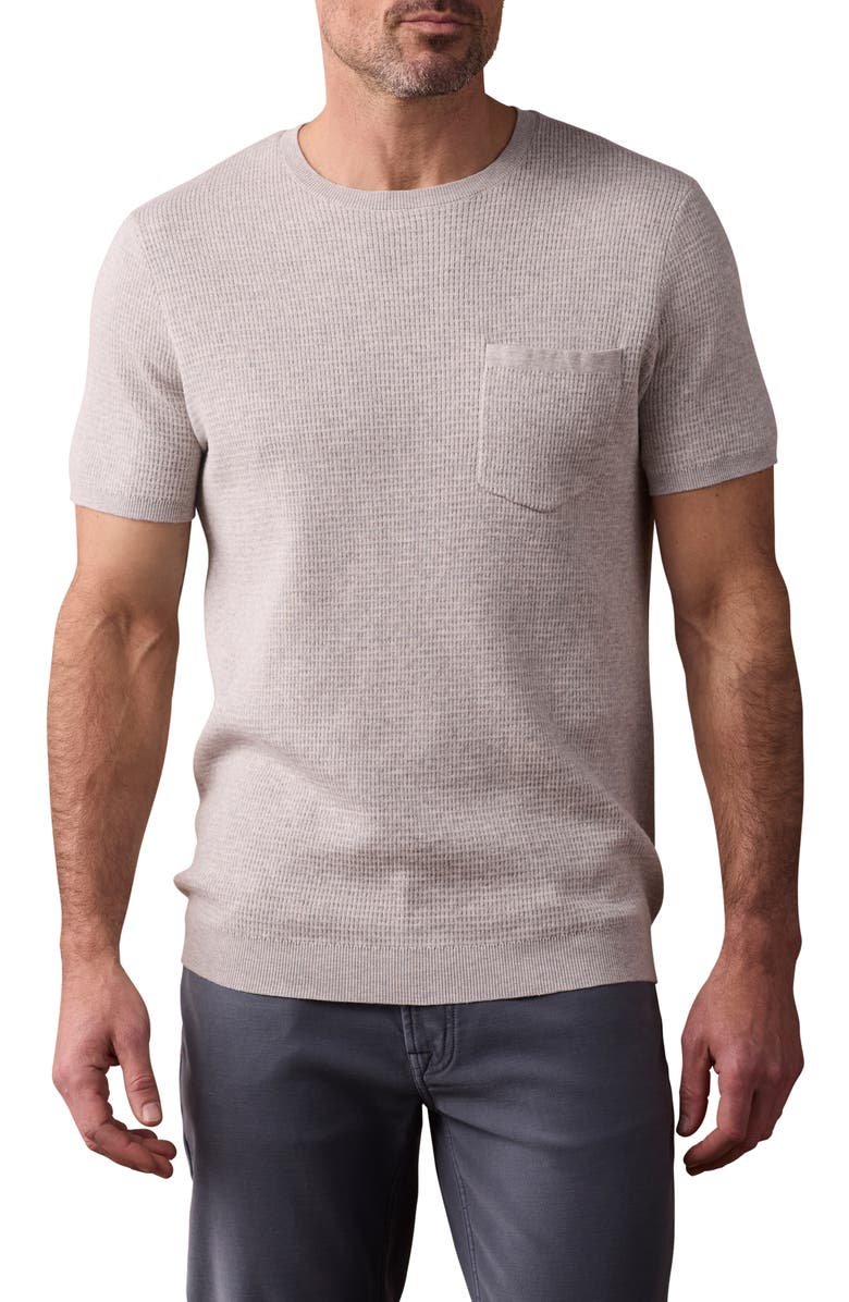 The Normal Brand Waffle Stitch Short Sleeve Sweater, Main, color, Stone