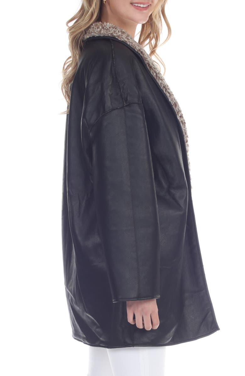 RAIN AND ROSE Water Resistant Reversible Faux Shearling Coat, Alternate, color, Black Multi