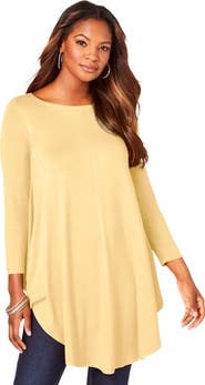 Roaman's Plus Size Boatneck Swing Ultra Drape Tunic Top