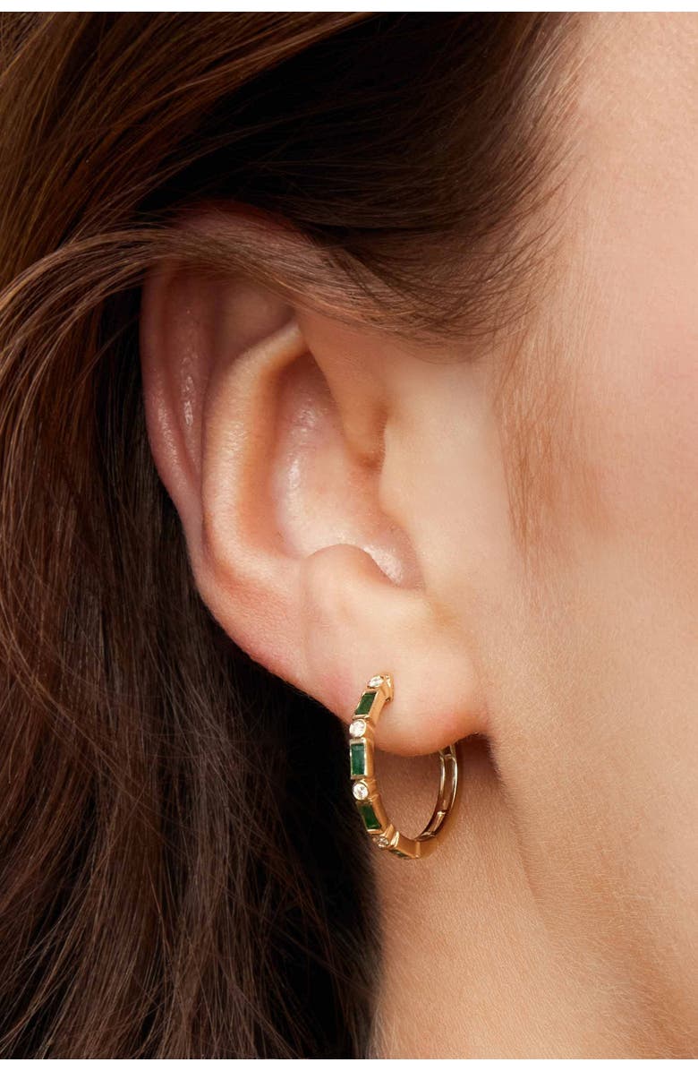 Oradina 14K Gold Crown Jewels Hoops, Alternate, color,