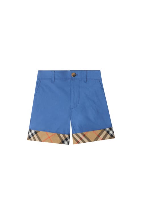 Burberry Childrens Check Turn-up Cotton Shorts In Blue